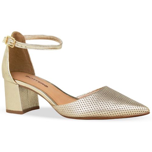 Sapato Couro Veneza Metal Dourado