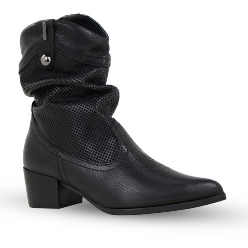 Bota Cano Baixo Couro Burnish Preto