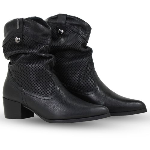 Bota Cano Baixo Couro Burnish Preto