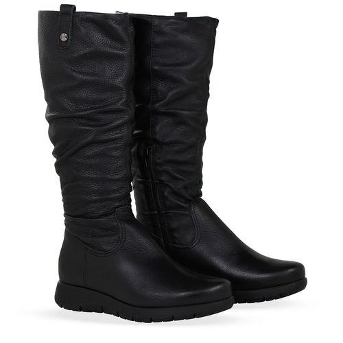 Bota Cano Longo Couro Burnish Preto