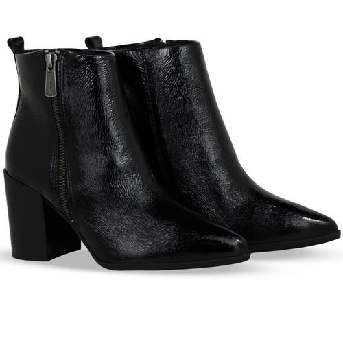 Bota Cano Baixo Couro Verniz Show Preto