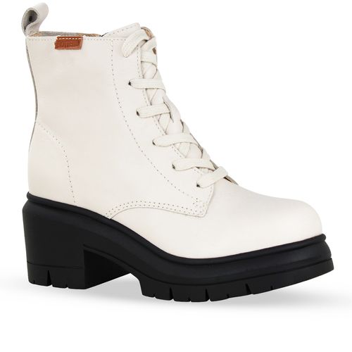 Bota Coturno Couro Burnish Off White