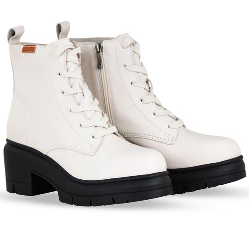 Bota Coturno Couro Burnish Off White