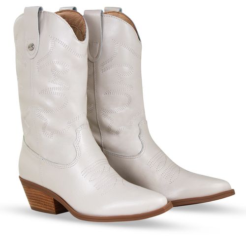 Bota Western Couro Atenas Off White
