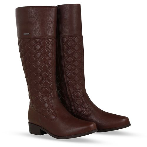 Bota Cano Longo Couro Burnish Wood