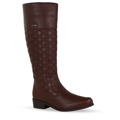 Bota Cano Longo Couro Burnish Wood