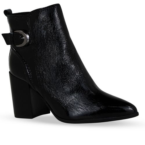 Bota Cano Baixo Couro Verniz Show Preto