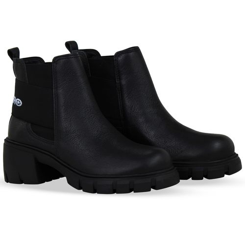 Bota Coturno Couro Burnish Preto