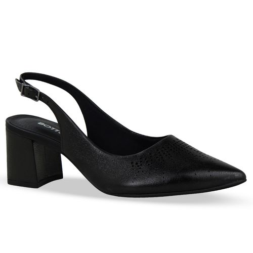 Sapato Scarpin Couro Metalizado Roma Preto
