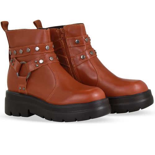 Bota Coturno Couro Atanado Napoli Canela