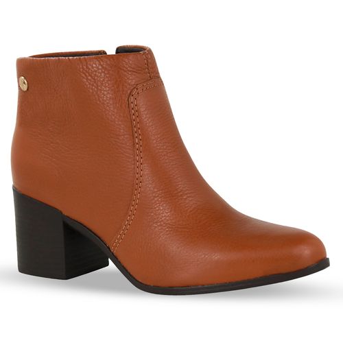 Bota Cano Baixo Couro Burnish Caramelo