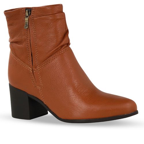 Bota Cano Baixo Couro Burnish Caramelo
