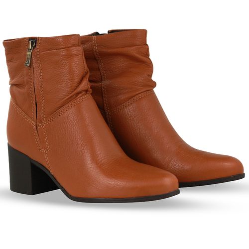 Bota Cano Baixo Couro Burnish Caramelo