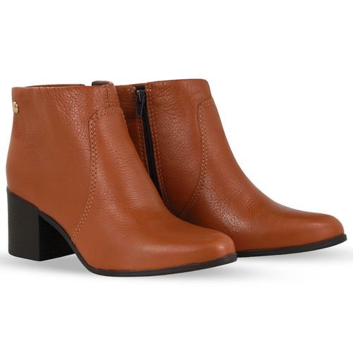 Bota Cano Baixo Couro Burnish Caramelo