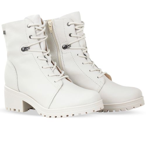 Bota Coturno Couro Burnish Gelo