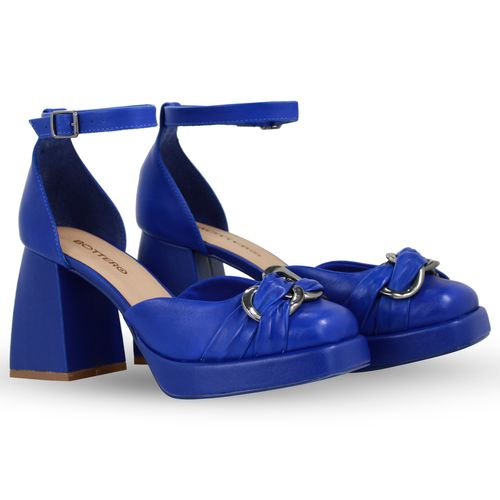 Sapato Luna Couro Atanado Napoli Azul Klein