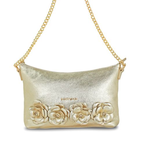 Bolsa Couro Metalizado Roma Dourado