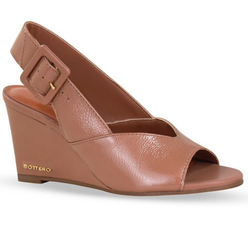 Sandália Anabela Couro Atenas Mocha Mousse