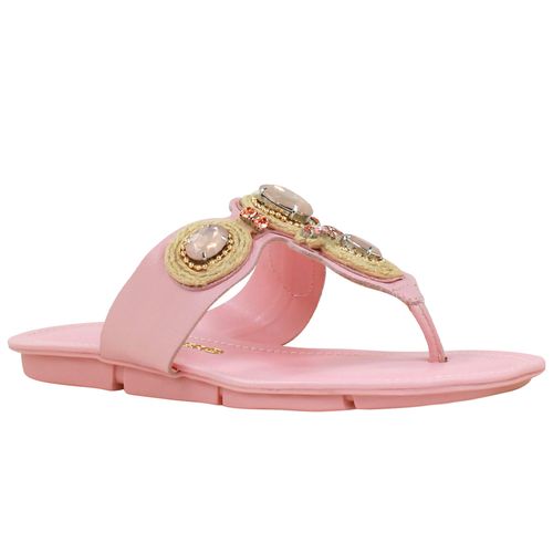 Sandália Rasteira Couro Summer Burnish Rosa Pastel