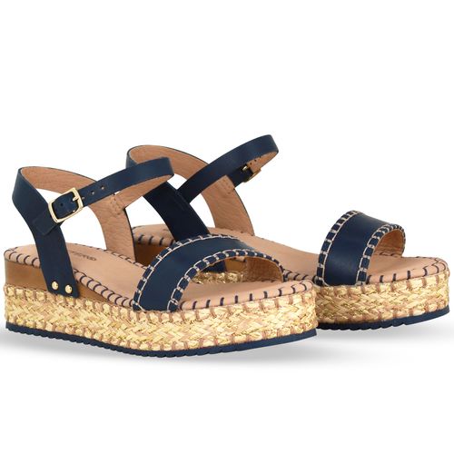 Sandália Couro Atanado Napoli Marinho