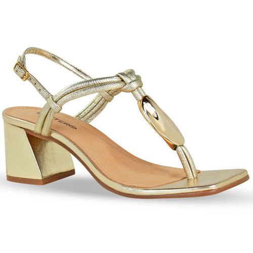 Sandália Couro Metalizado Roma Dourado