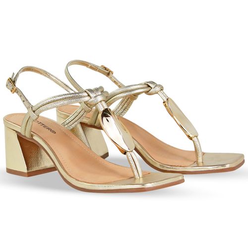 Sandália Couro Metalizado Roma Dourado