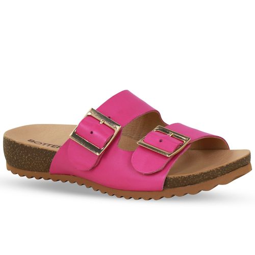 Sandália Rasteira Couro Atanado Napoli Hot Pink