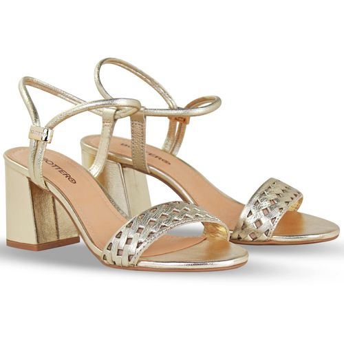 Sandália Couro Metalizado Roma Dourado