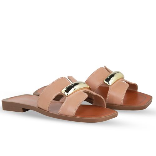 Sandália Rasteira Couro Atanado Napoli Brown Sugar