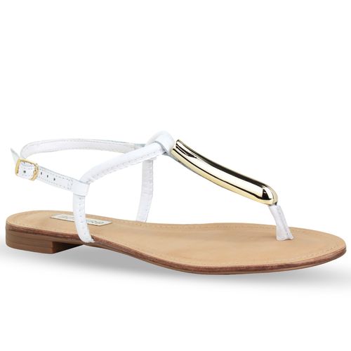 Sandália Rasteira Couro Atanado Napoli Branco