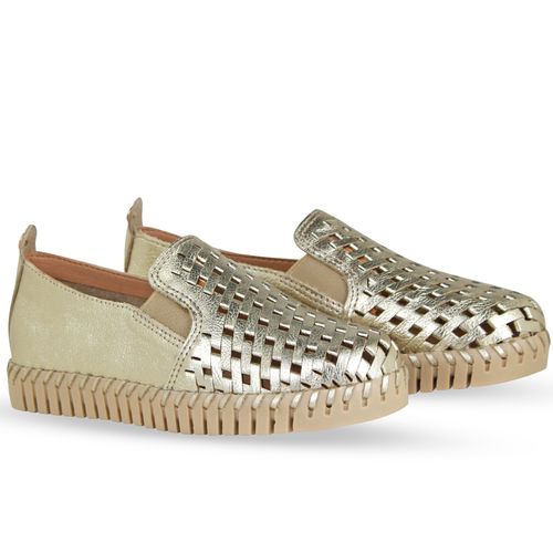 Tênis Twister Couro Metalizado Roma Dourado