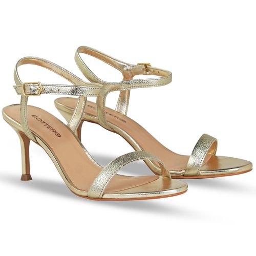Sandália Couro Metalizado Roma Dourado