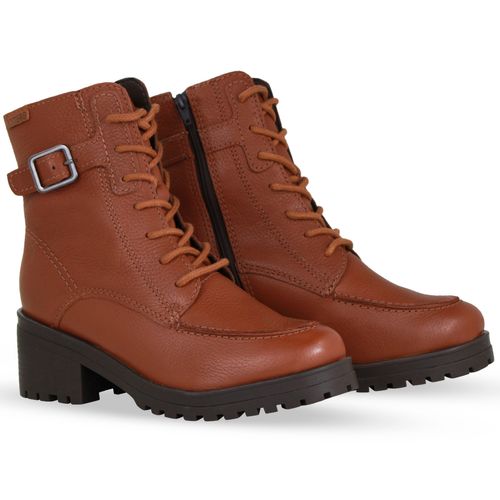 Bota Coturno Couro Burnish Conhaque
