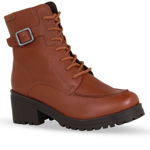Bota Coturno Couro Burnish Conhaque