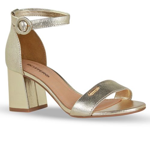 Sandália Couro Metalizado Roma Dourado