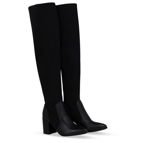 Bota Cano Longo Couro Burnish Preto