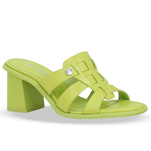 Tamanco Couro Atanado Verde Limone