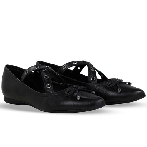 Sapatilha Couro Metalizado Roma Preto