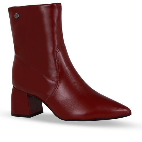 Bota Cano Baixo Couro Atenas Burgundy