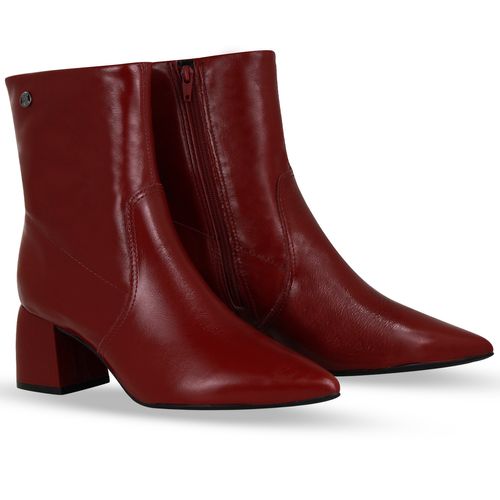 Bota Cano Baixo Couro Atenas Burgundy