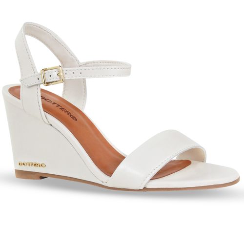 Sandália Anabela Couro Atenas Off White