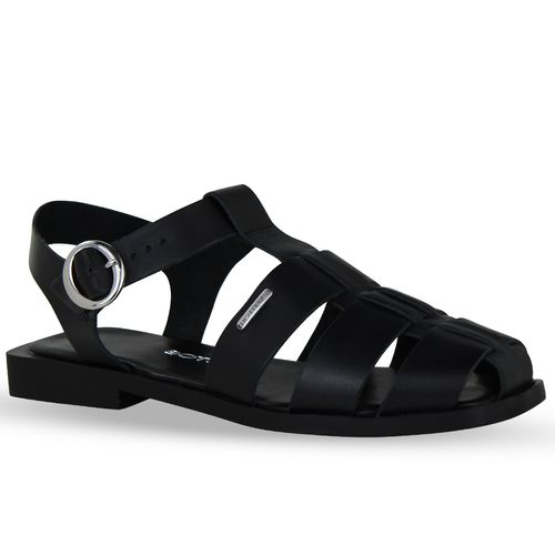 Sandália Rasteira Couro Atanado Preto