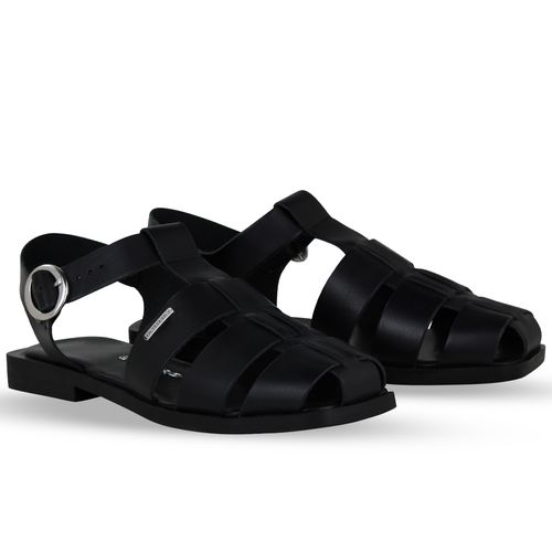 Sandália Rasteira Couro Atanado Preto