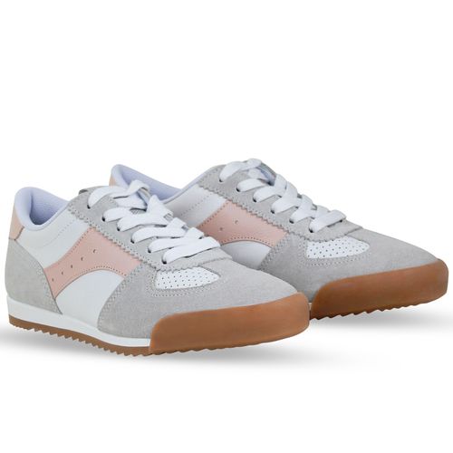 Tênis Couro Camurça Cinza Claro