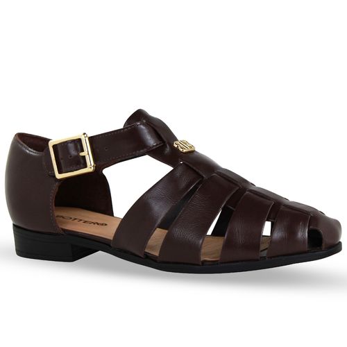 Sandália Rasteira Couro Atenas Marrom