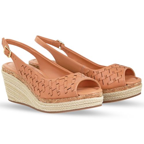 Sandália Anabela Couro Atanado Napoli Natural