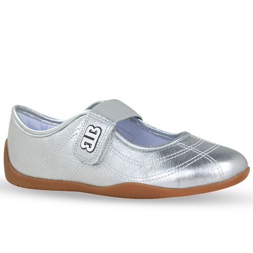 Sapatilha Couro Metalizado Roma Prata