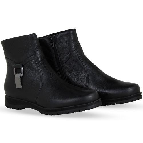 Bota Cano Baixo Couro Burnish Preto