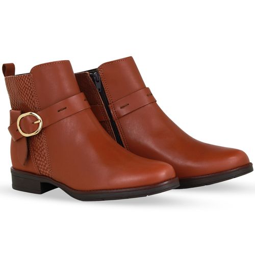 Bota Cano Baixo Couro Atanado Napoli Conhaque