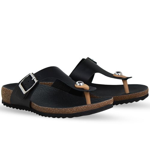 Sandália Rasteira Couro Atanado Napoli Preto